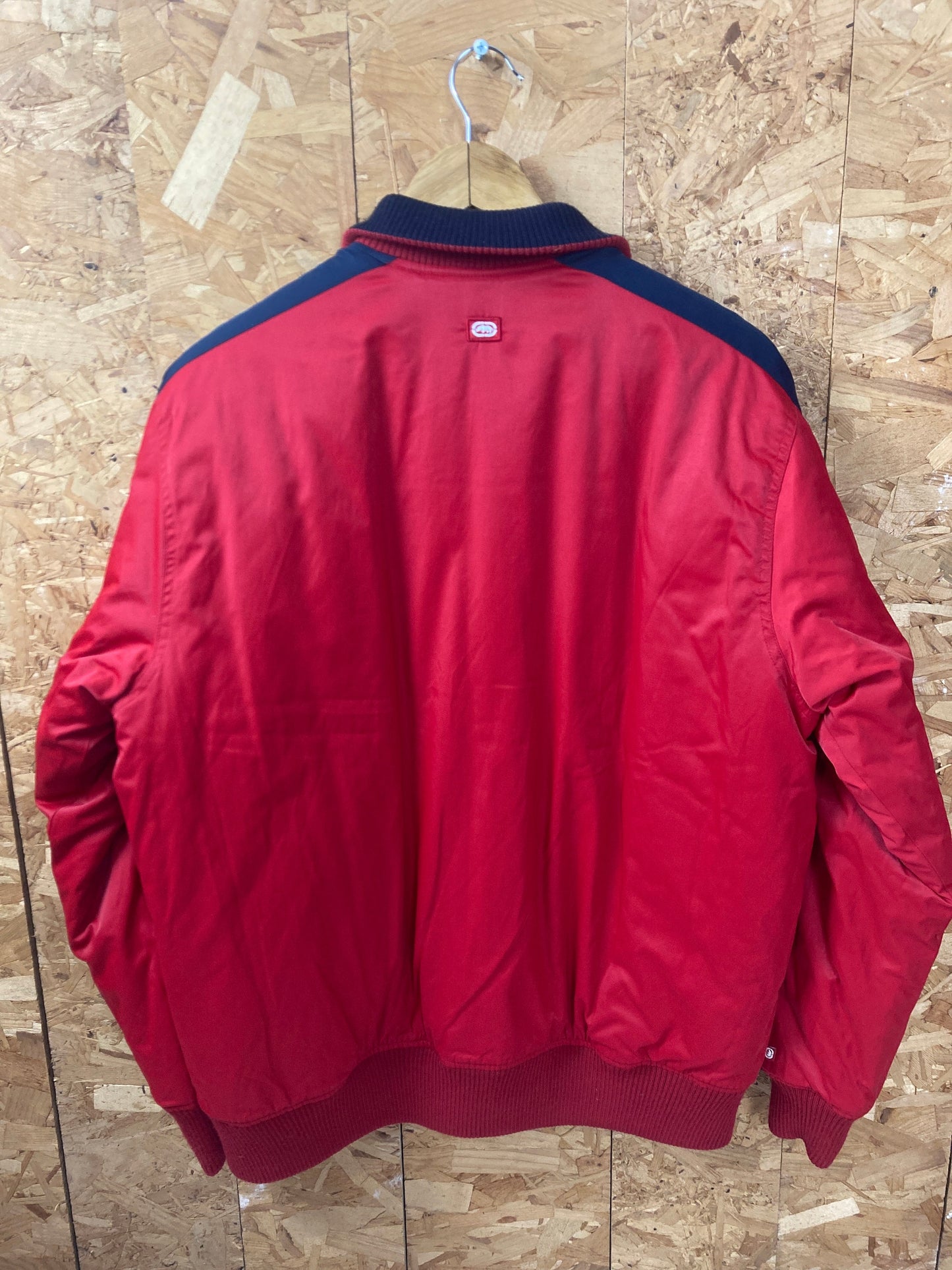 Vintage Ecko Unltd red black spell out heavy duty bomber style zip jacket size XL