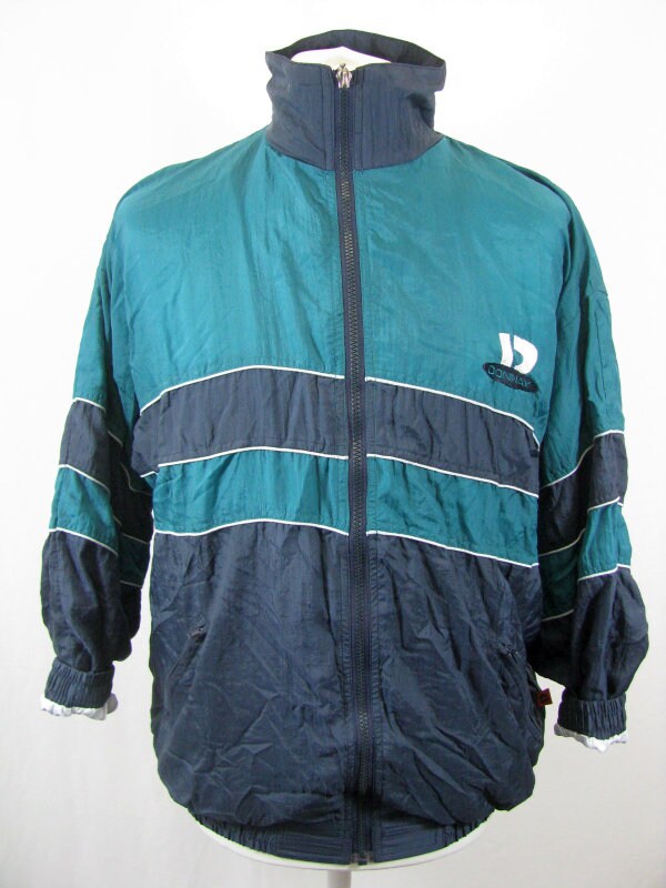 Vintage 90s green grey Old School B-Boy Donnay Retro Shell Track Jacket size small