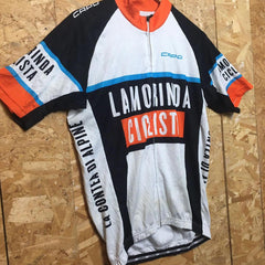 Vintage 90s Italian made lamorinda ciclista capo la contea di alpine jersey orange white blue size X