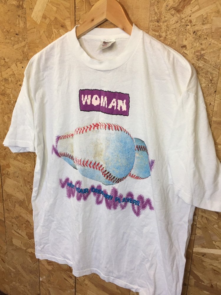 Vintage 90s white Not your ordinary players women baseball USA college sports t-shirt size XL