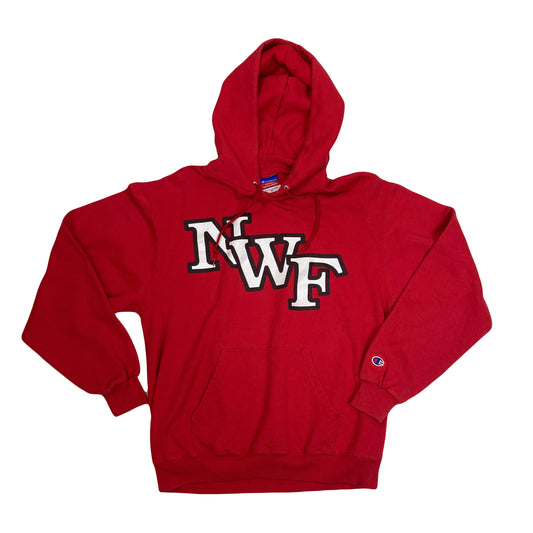 Vintage 90s Champion USA Northwest Florida Varsity NWF hoodie red spell out hoodie size medium