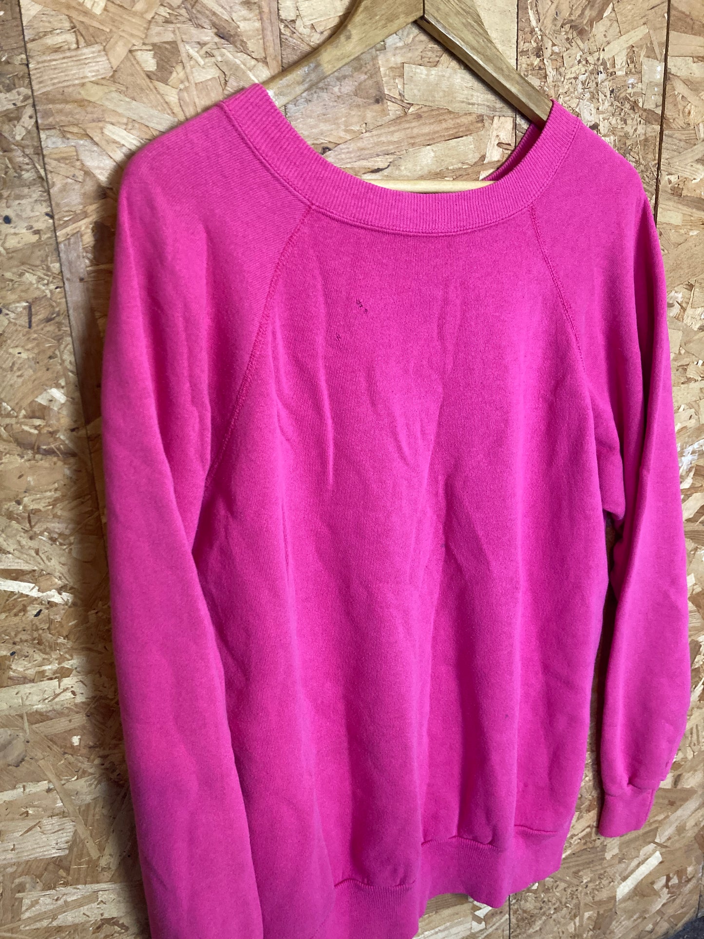 Vintage 90s cerise neon pink plain solid colour crew neck sweater size XXL