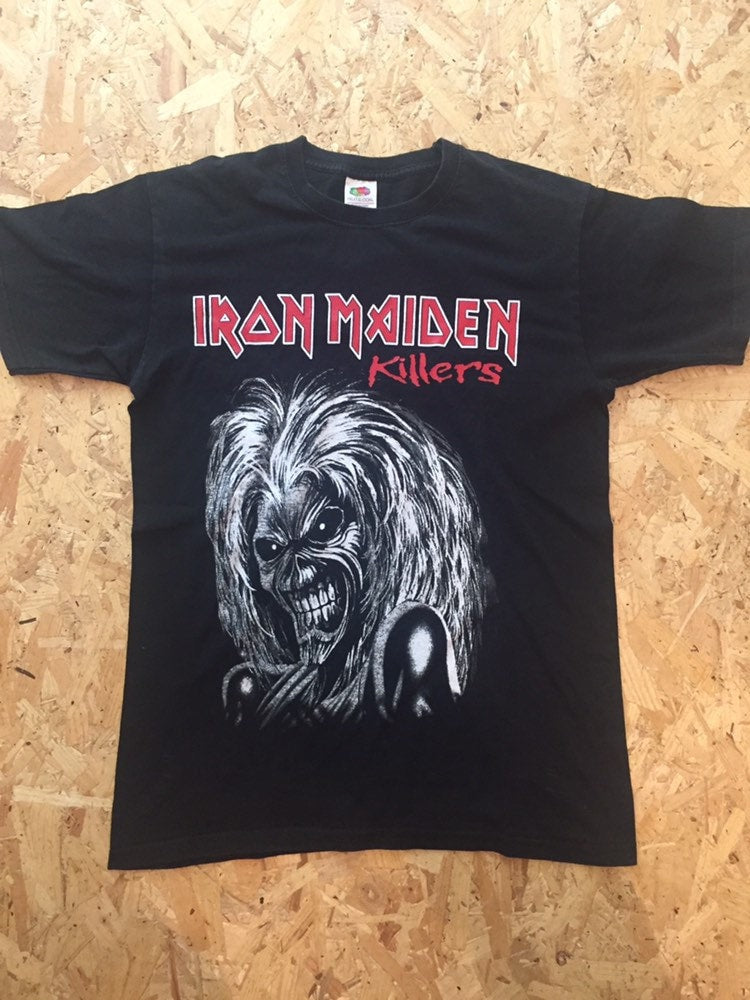 Vintage 90s Iron Maiden Killers band rock t-shirt double sided print size small