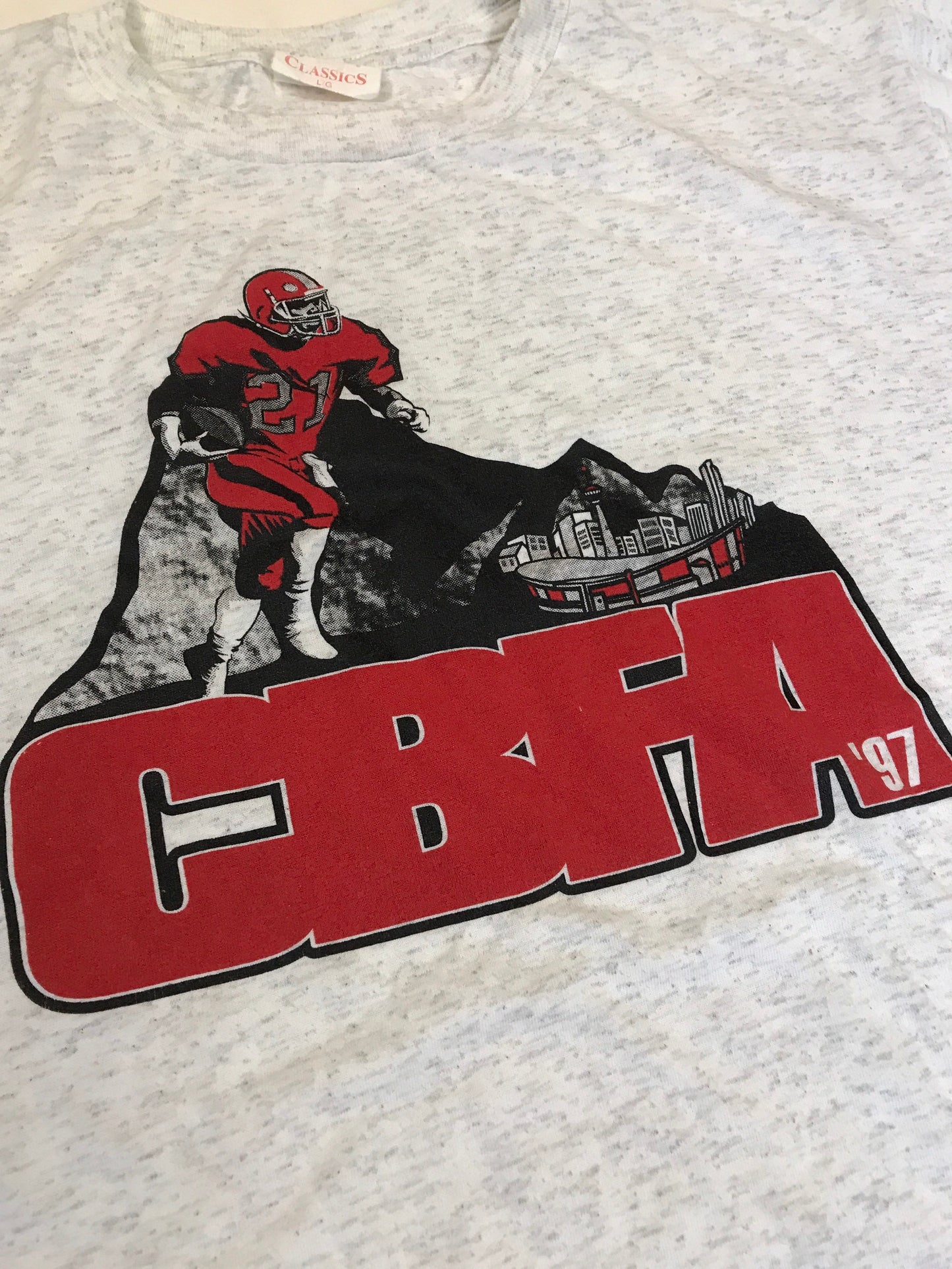 Vintage 90s CBFA USA football souvenir college varsity heavy duty grey marl t-shirt size large