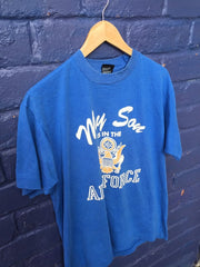 Vintage 90s My son is in the Air Force USA patriot souvenir mid blue t shirt size XL