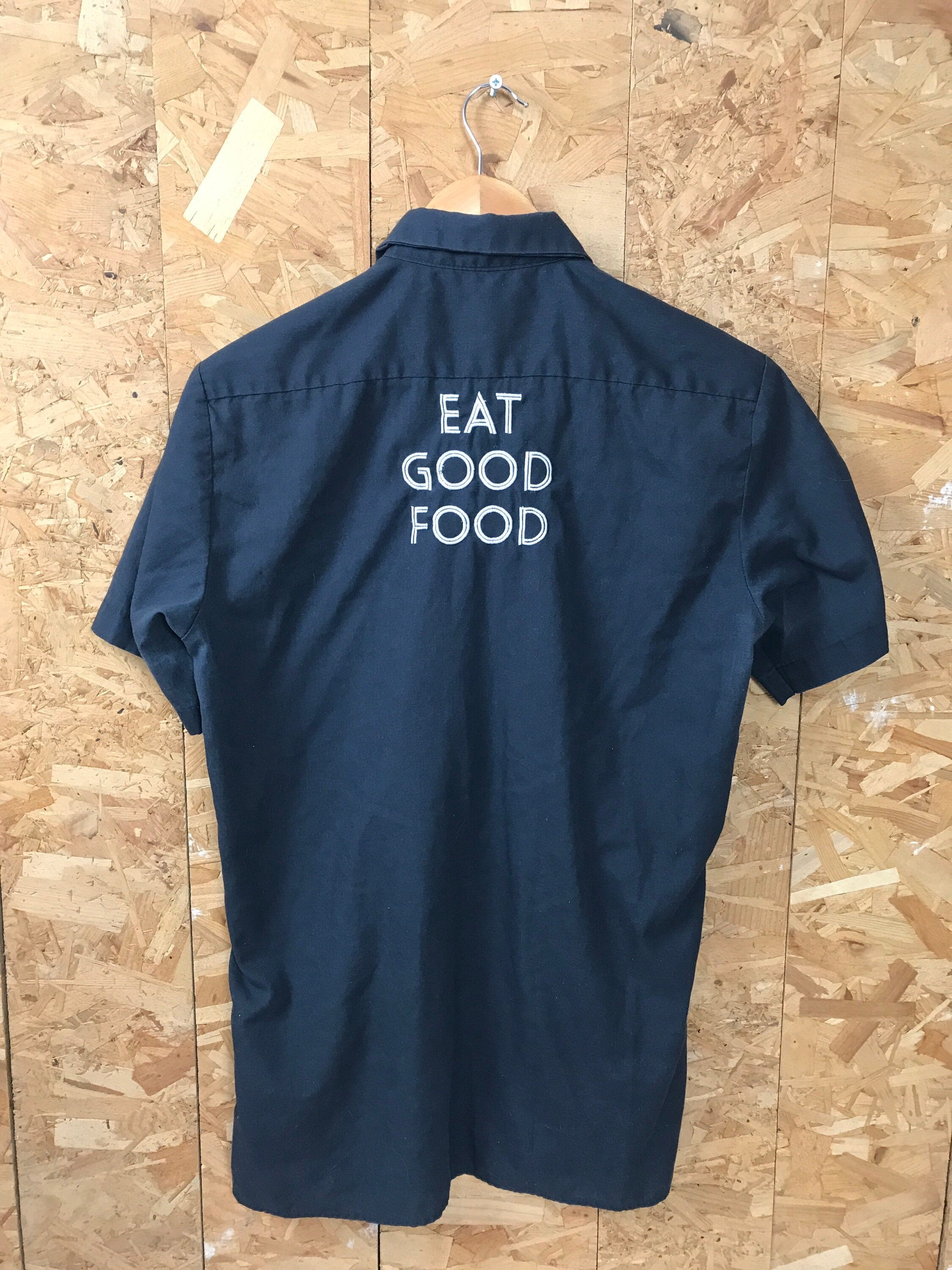 Vintage 90s USA black grill chef Bi-Rite Good Food chore workwear by Dickies size small