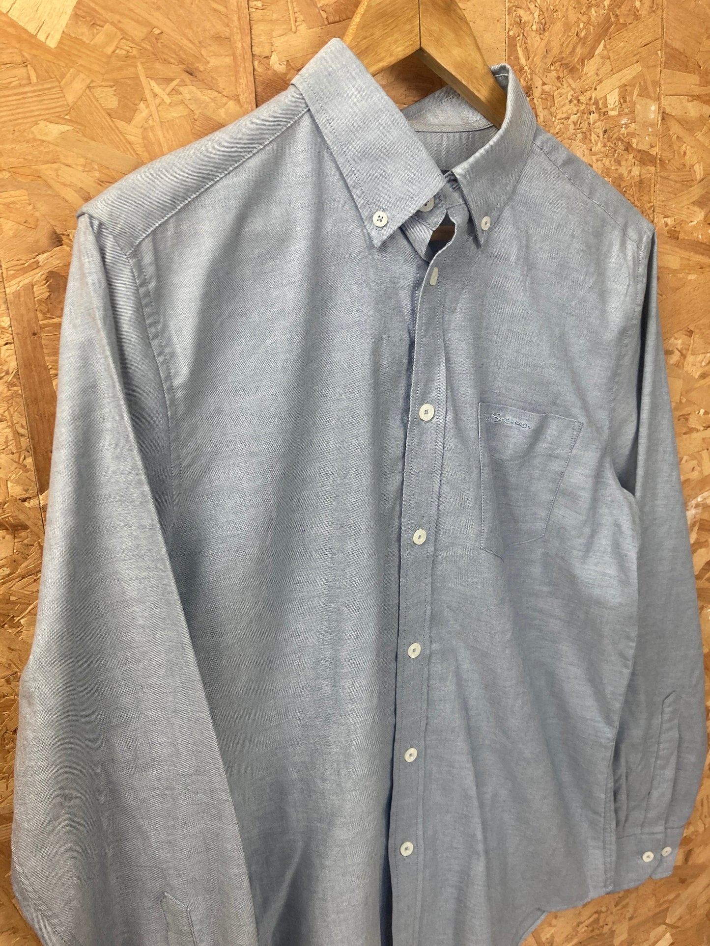 Vintage Ben Sherman mid grey muted long sleeve Mod skinhead cotton button down shirt size small