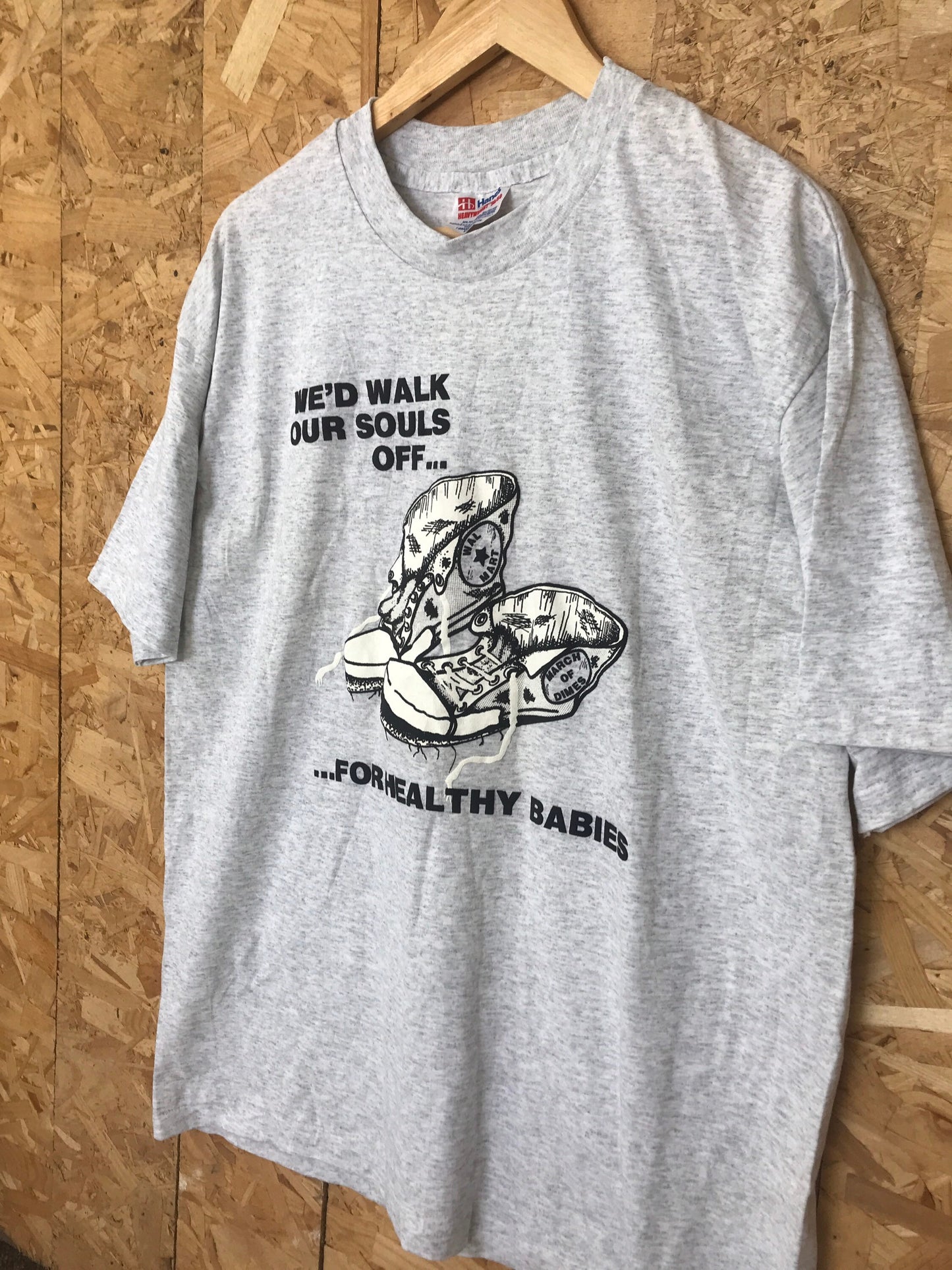 Vintage 90s USA March of Dimes charity walk marathon quirky souvenir grey t shirt size XL