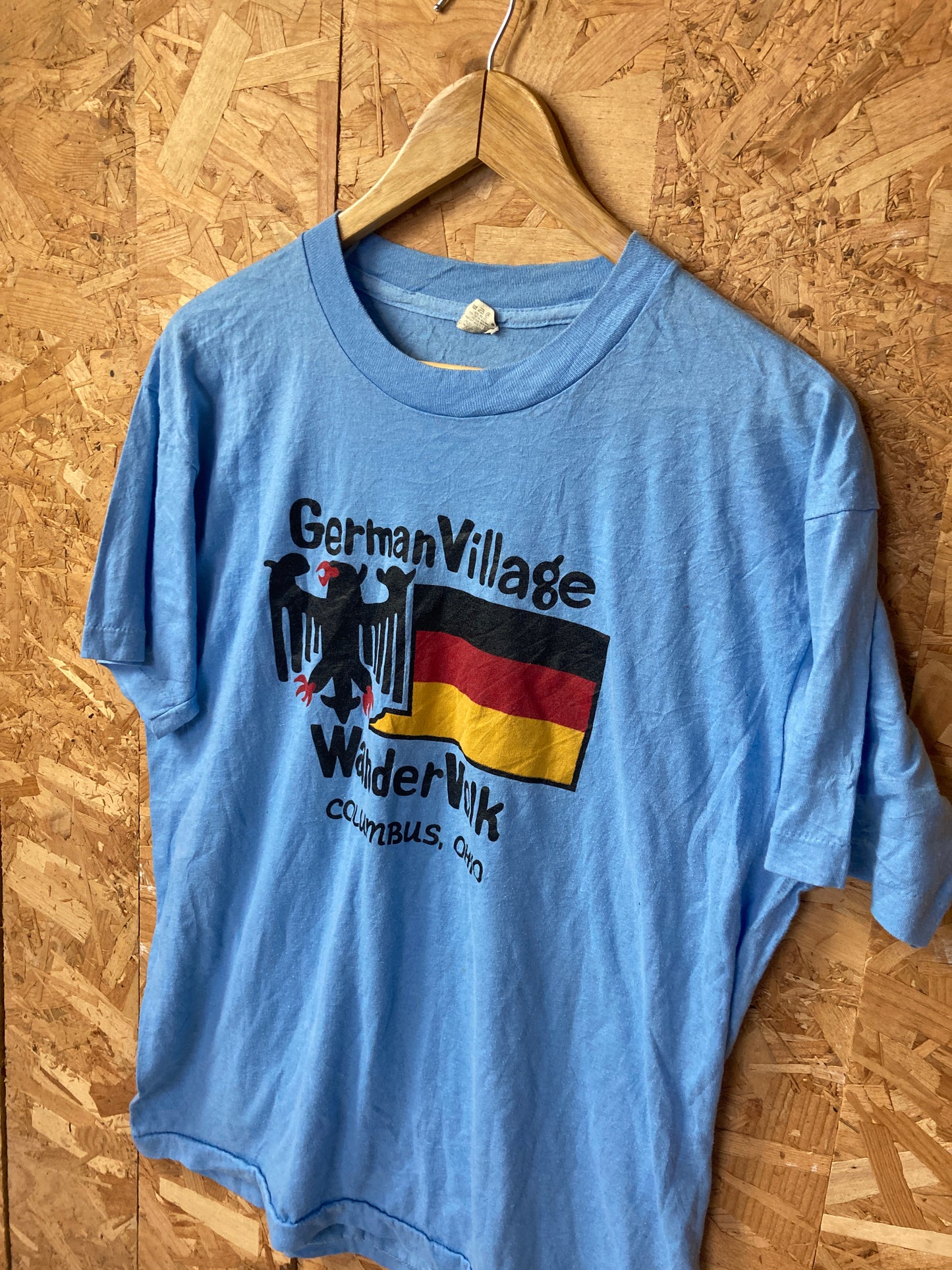 Vintage 90s blue German Village Columbus Ohio souvenir single  t-shirt size XL