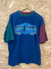 Vintage 80s Misty Hollow Program Center USA souvenir navy blue red green t-shirt size XL