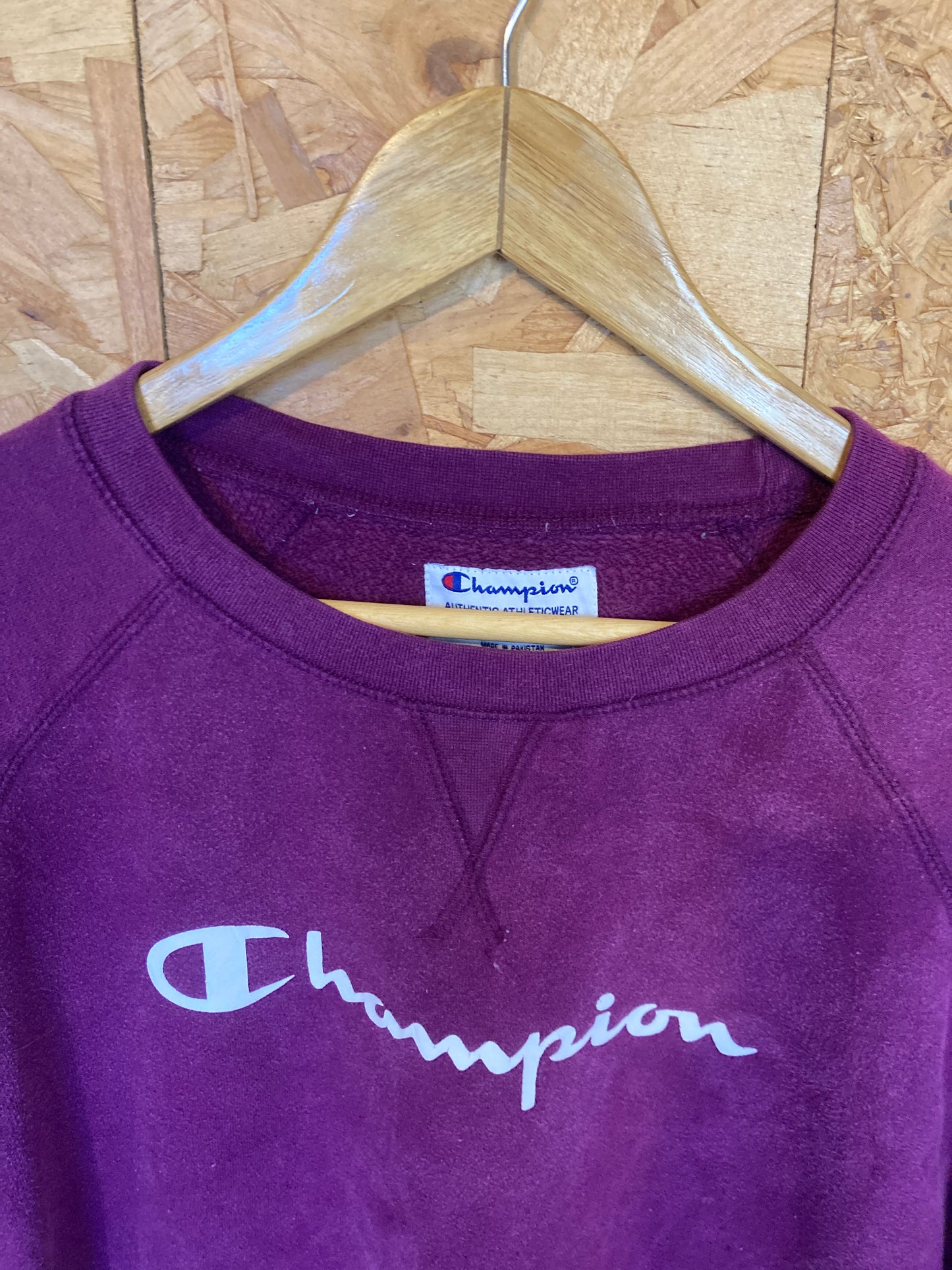 Vintage Y2K purple Champion spell out crew neck sweater size large