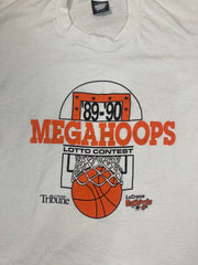 Vintage 89-90 Megahoops basketball Lotto Contest LaCrosse USA souvenir white orange t-shirt size large