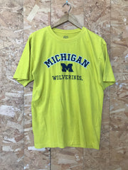 Vintage 90s Michigan Wolverines embroidered USA college team sports neon yellow t-shirt size medium