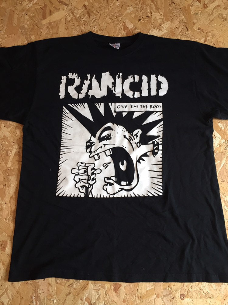 90s Vintage Rancid give em the boot band t shirt size medium