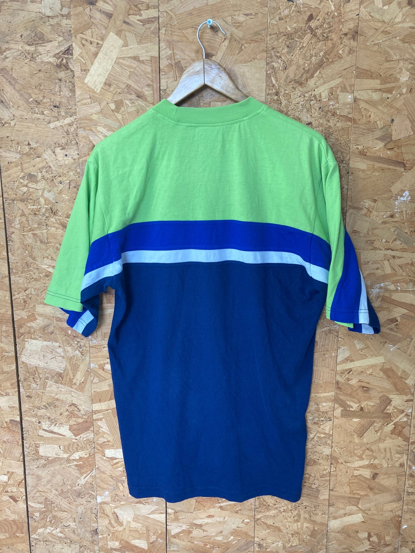 Vintage Y2K Adidas lime green blue navy blue t-shirt size large