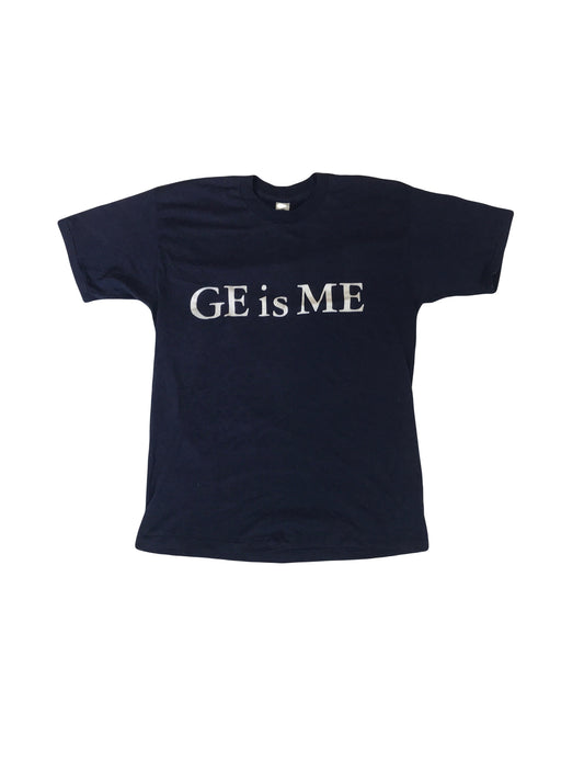 Vintage 90s quirky GE is ME souvenir USA navy blue promotional workers t-shirt size medium