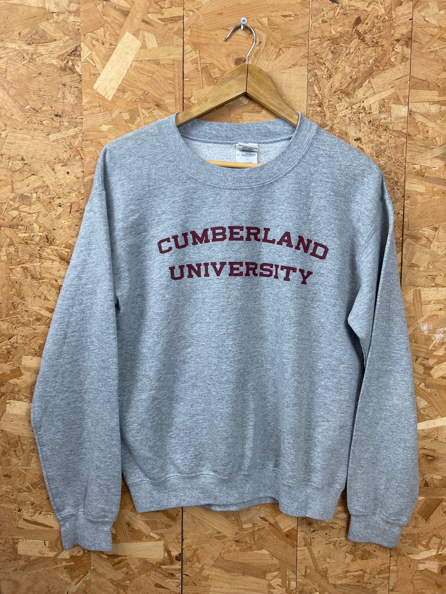 Vintage Y2K Cumberland University Tennessee grey burgundy crew neck sweater size small